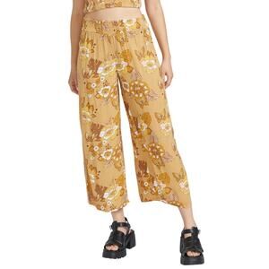 VOLCOM NWT $56 Sun Keep Pant Pull-on Tropic Yellow Floral Size M